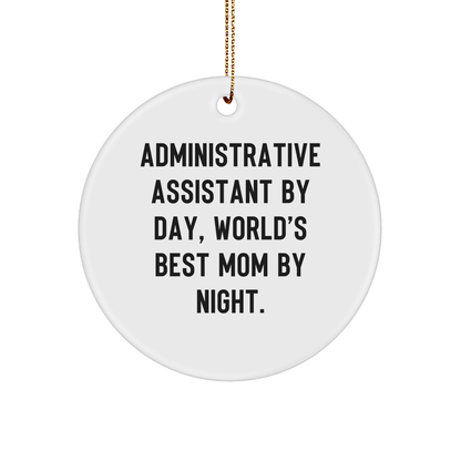 Administrative Assistant Gifts, Circle Ornament, Funny Quote, 'By Day, World's Best Mom By Night', Christmas Unique Gifts from Family - The Buy Boom