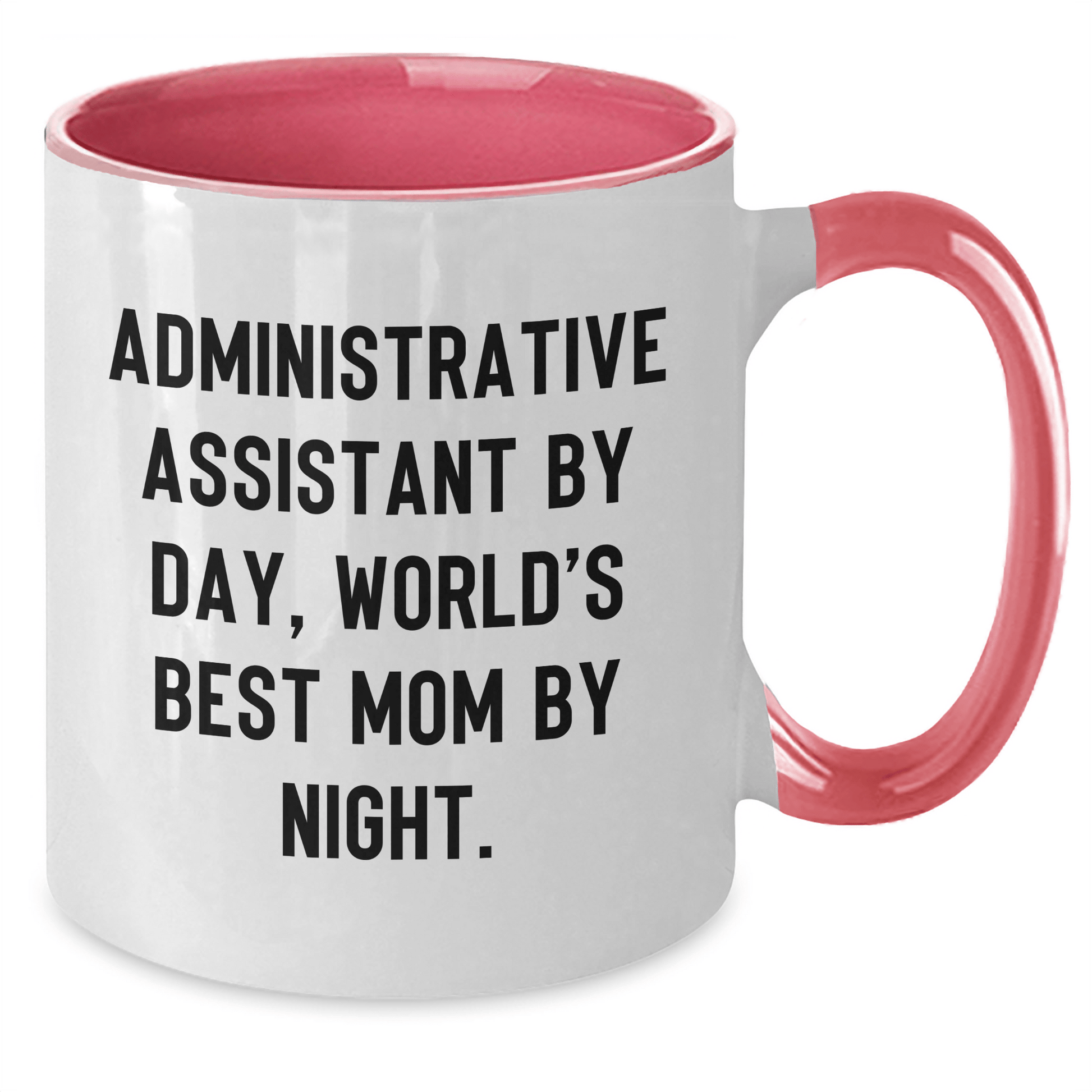 Administrative Assistant Gifts from Men - 'Administrative Assistant by Day, World's Best Mom by Night.' Two Tone Coffee Mug for Father's Day - The Buy Boom