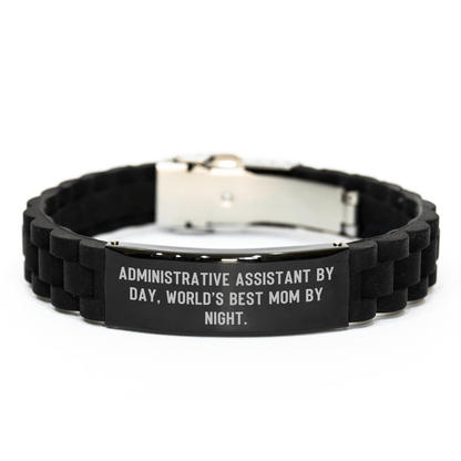 Administrative Assistant Gifts, Funny Quote, Glide lock Clasp Bracelet, Father's Day Unique Gifts from Men to Administrative Assistant By Day, World's Best Mom By Night. - The Buy Boom