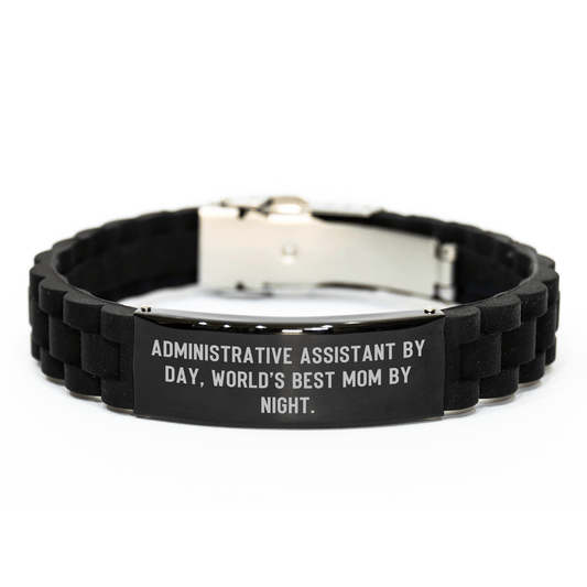 Administrative Assistant Gifts, Funny Quote, Glide lock Clasp Bracelet, Father's Day Unique Gifts from Men to Administrative Assistant By Day, World's Best Mom By Night. - The Buy Boom