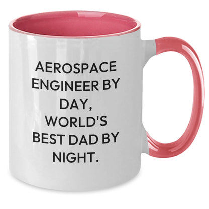 Aerospace Engineer Gifts by Friends - Funny Two Tone Coffee Mug for Graduation, 'Aerospace Engineer by Day, World's Best Dad by Night', Unique Gifts for Men, Gifts from Family - The Buy Boom