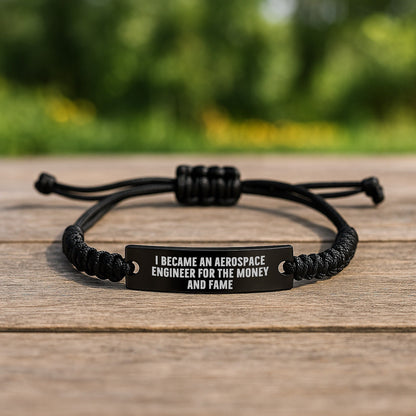 Aerospace Engineer Rope Bracelet, Funny Quote, Birthday Unique Gifts for Men, Engraved Black Stainless Steel with Interlaced Rope, Adjustable 3.34 - 9.84 inches, Gift from Friends, Family, or Coworkers - The Buy Boom