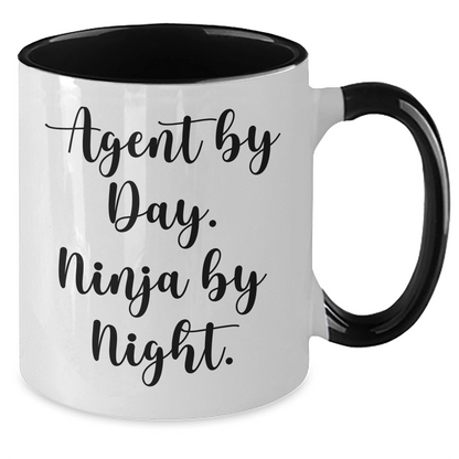 Agent By Day, Ninja By Night, Two Tone Coffee Mugs for Father's Day Unique Gifts from Men to Agents, Funny Quote - The Buy Boom