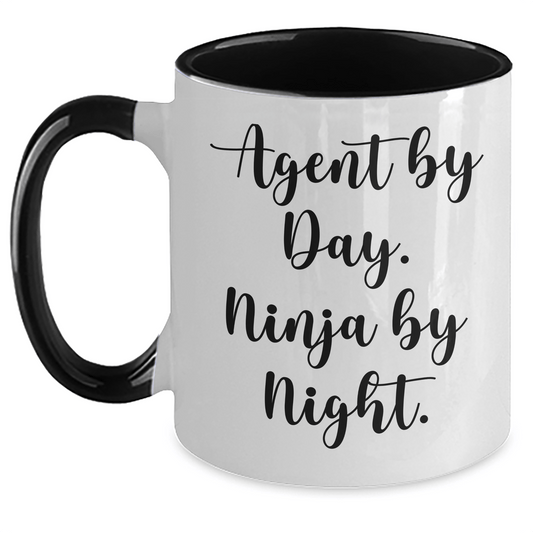 Agent By Day, Ninja By Night, Two Tone Coffee Mugs for Father's Day Unique Gifts from Men to Agents, Funny Quote - The Buy Boom