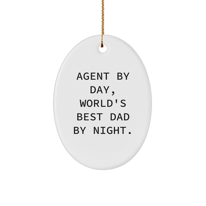 Agent Gifts: Funny Agent By Day, World's Best Dad By Night Oval Ornament, Agent Mothers Day Gifts, Christmas Unique Gifts from Men to Agent, Agent Friends Gifts - The Buy Boom