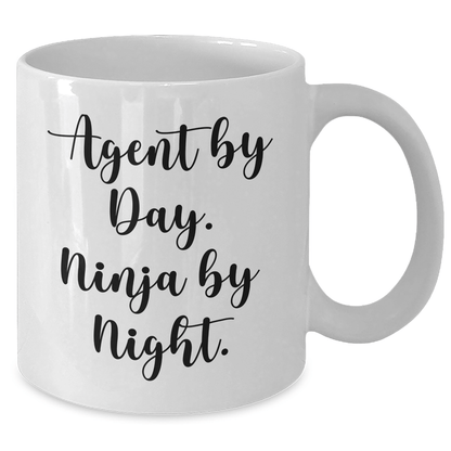 Agent Ninja Coffee Mug, Agent Gifts by Day, Ninja by Night, Funny Quote, White Coffee Mug, Father's Day Unique Gifts from Men to Agent - The Buy Boom