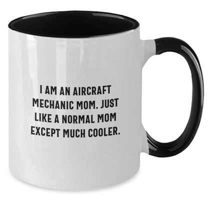 Aircraft Mechanic Mom Gifts - I Am An Aircraft Mechanic Mom Funny Coffee Mug, Two Tone Red and White, 11oz, Microwave and Dishwasher Safe, Gifts from Family to Aircraft Mechanic Mom on Birthday - The Buy Boom
