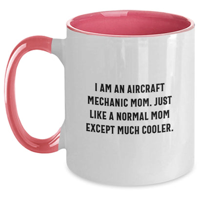 Aircraft Mechanic Mom Gifts - I Am An Aircraft Mechanic Mom Funny Coffee Mug, Two Tone Red and White, 11oz, Microwave and Dishwasher Safe, Gifts from Family to Aircraft Mechanic Mom on Birthday - The Buy Boom