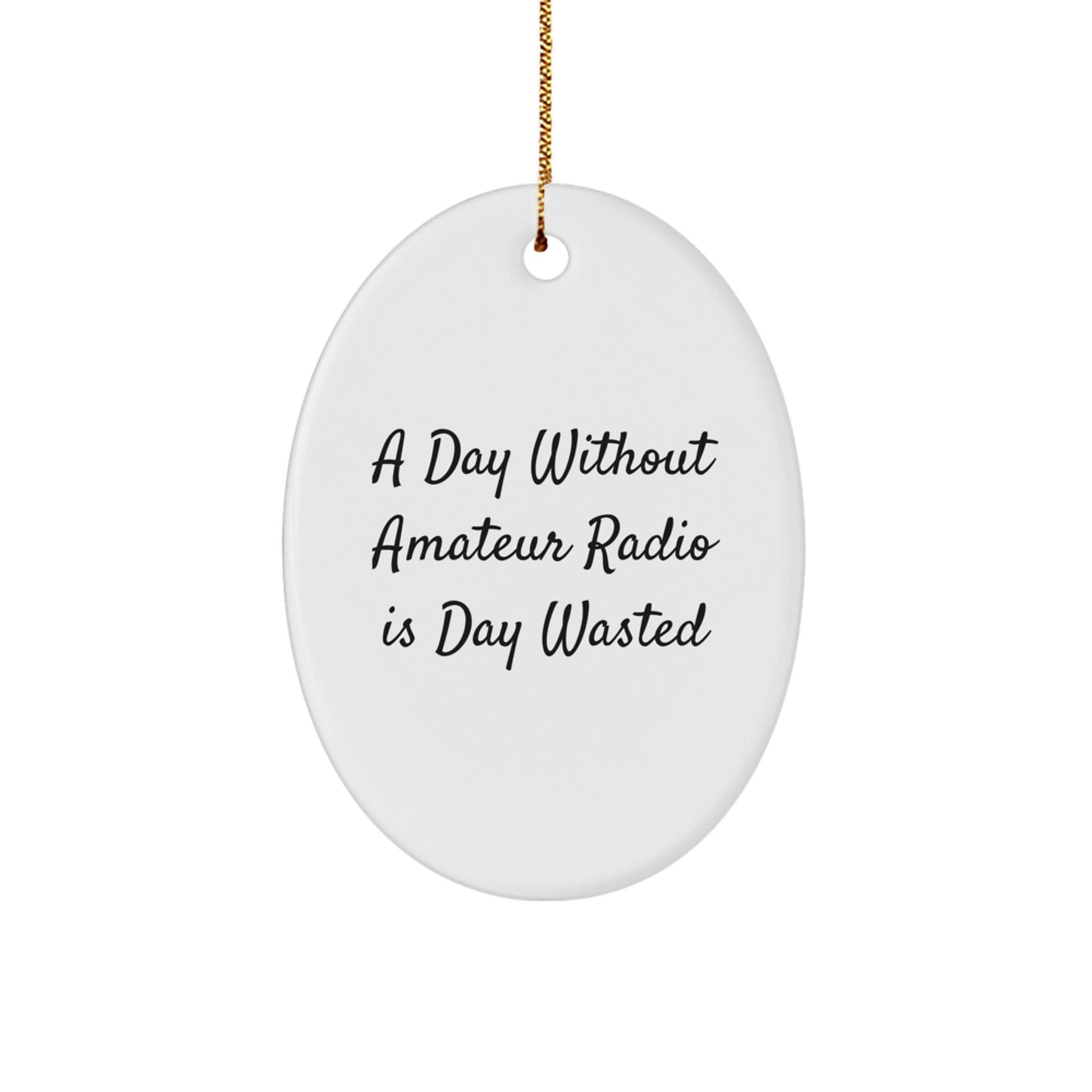 Amateur Radio Gifts from Men, Gifts for Amateur Radio Enthusiasts - Oval Ornament, 'A Day Without Amateur Radio Is Day Wasted' Funny Quote, Christmas Unique - The Buy Boom