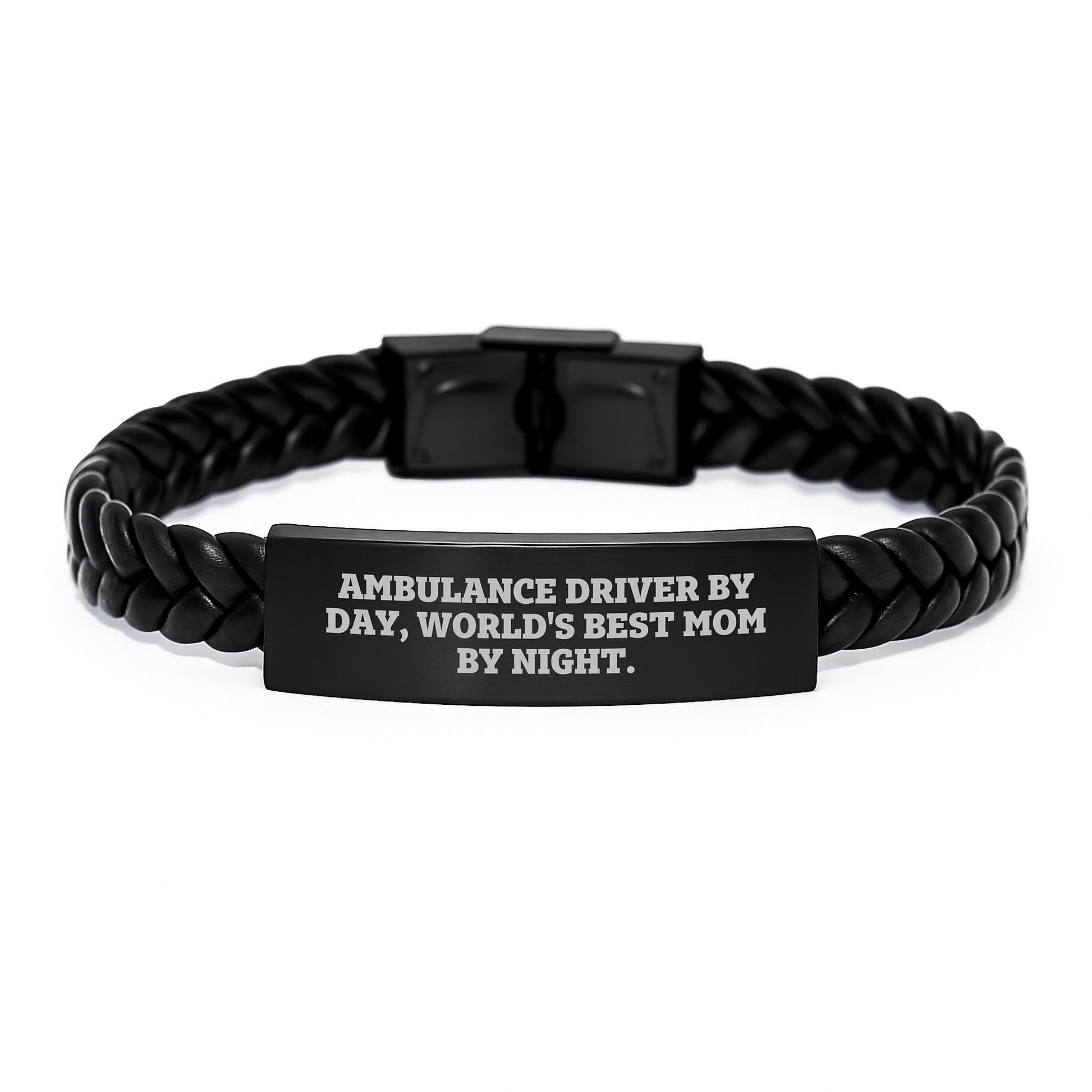 Ambulance Driver Gifts, Funny Quote Interlaced Leather Bracelet, Gifts from Friends for Ambulance Driver Birthday Unisex, Ambulance Driver By Day, World's Best Mom By Night. - The Buy Boom