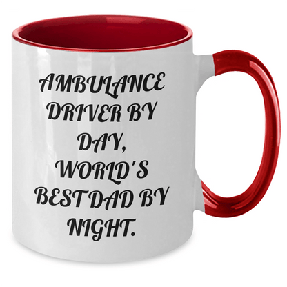 Ambulance Driver Gifts: Funny Two Tone Coffee Mug, Ambulance Driver By Day, World's Best Dad By Night, Father's Day Unique Gifts - The Buy Boom