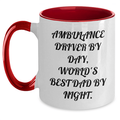 Ambulance Driver Gifts: Funny Two Tone Coffee Mug, Ambulance Driver By Day, World's Best Dad By Night, Father's Day Unique Gifts - The Buy Boom