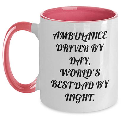 Ambulance Driver Gifts: Funny Two Tone Coffee Mug, Ambulance Driver By Day, World's Best Dad By Night, Father's Day Unique Gifts - The Buy Boom