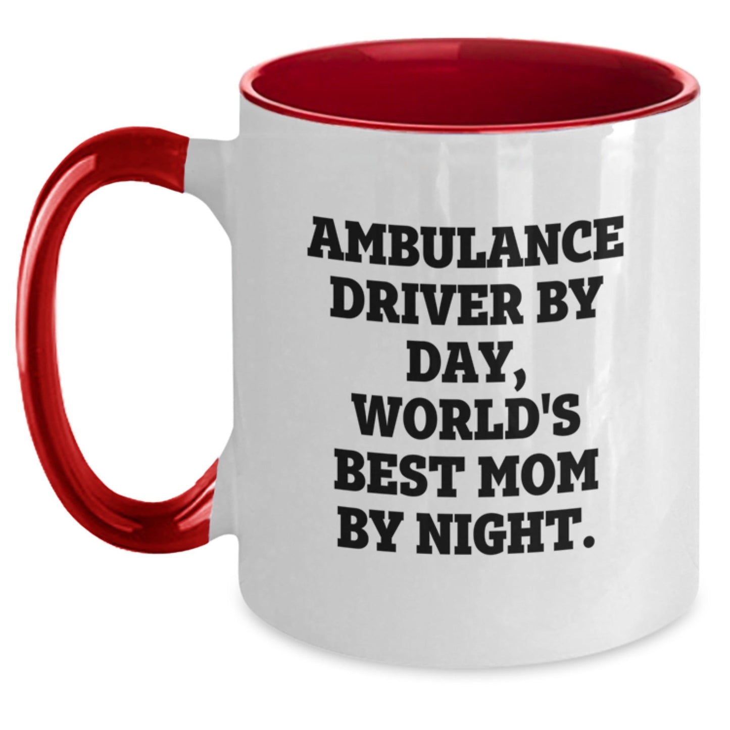 Ambulance Driver Humor Gifts for Men - Two Tone Coffee Mug, Funny Quote 'Ambulance Driver By Day, World's Best Mom By Night.' Gifts from Friends, Family, Coworkers, Birthday Unique Present - The Buy Boom
