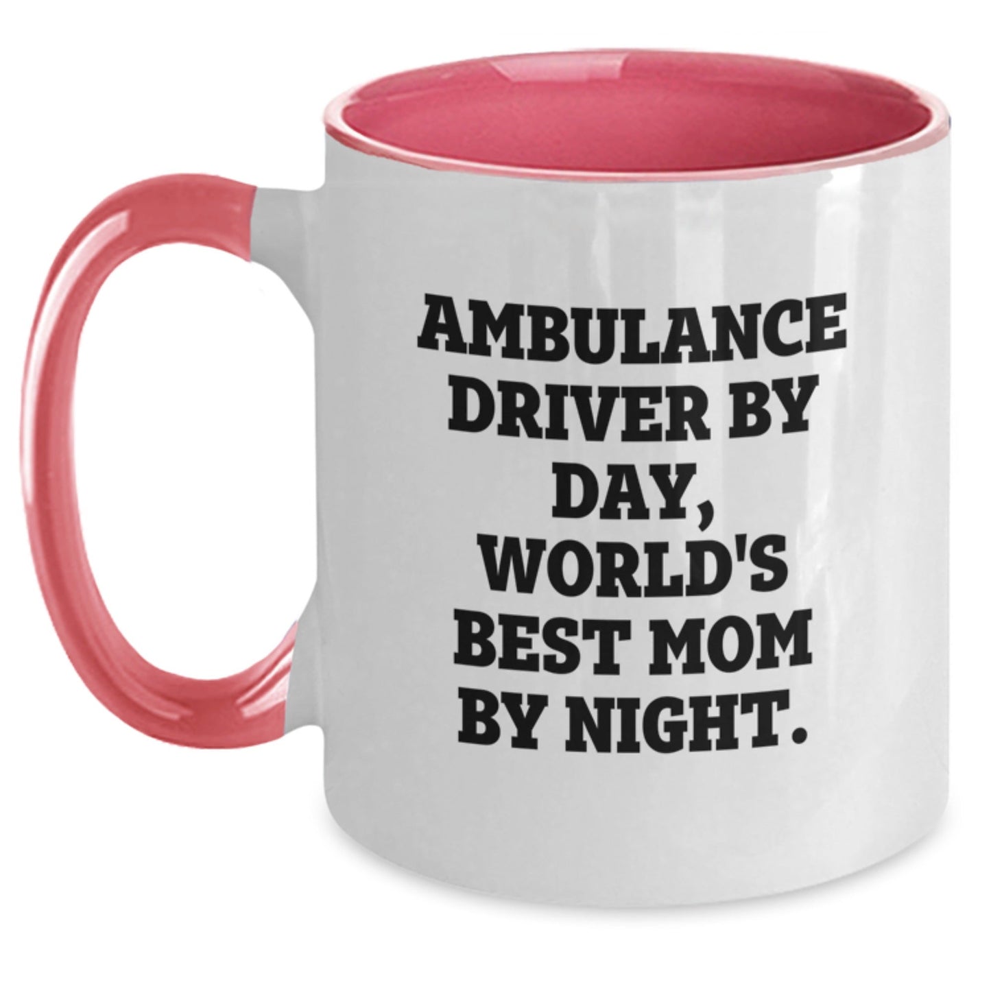 Ambulance Driver Humor Gifts for Men - Two Tone Coffee Mug, Funny Quote 'Ambulance Driver By Day, World's Best Mom By Night.' Gifts from Friends, Family, Coworkers, Birthday Unique Present - The Buy Boom