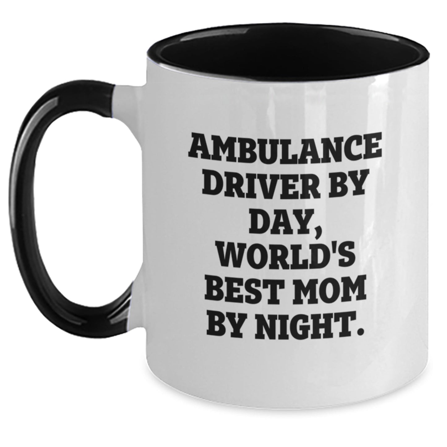 Ambulance Driver Humor Gifts for Men - Two Tone Coffee Mug, Funny Quote 'Ambulance Driver By Day, World's Best Mom By Night.' Gifts from Friends, Family, Coworkers, Birthday Unique Present - The Buy Boom