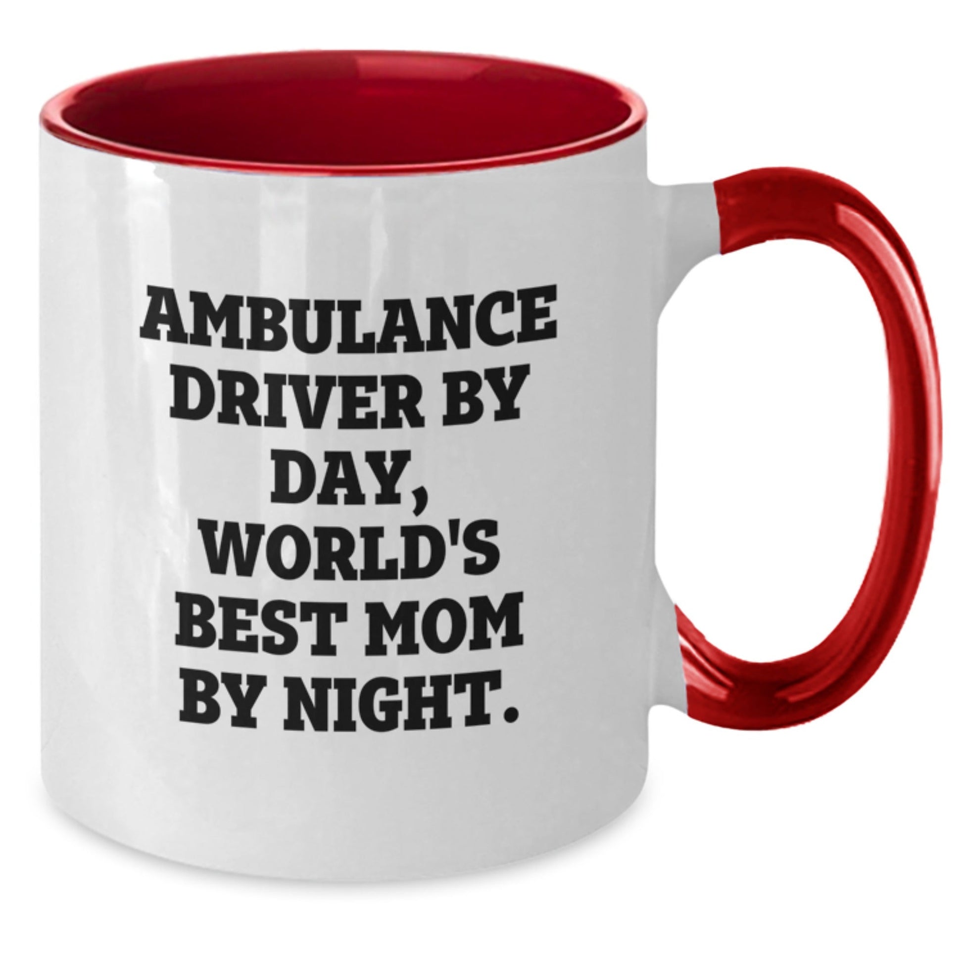 Ambulance Driver Humor Gifts for Men - Two Tone Coffee Mug, Funny Quote 'Ambulance Driver By Day, World's Best Mom By Night.' Gifts from Friends, Family, Coworkers, Birthday Unique Present - The Buy Boom
