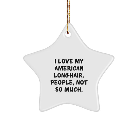 American Longhair Cat Gifts from Friends to Family Star Ornament, 'I Love My American Longhair. People, Not So Much.' Funny Christmas Decorations - The Buy Boom