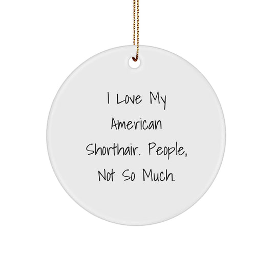 American Shorthair Cat Lover Gifts from Friends for Christmas - I Love My American Shorthair, People Not So Much. Circle Ornament - The Buy Boom