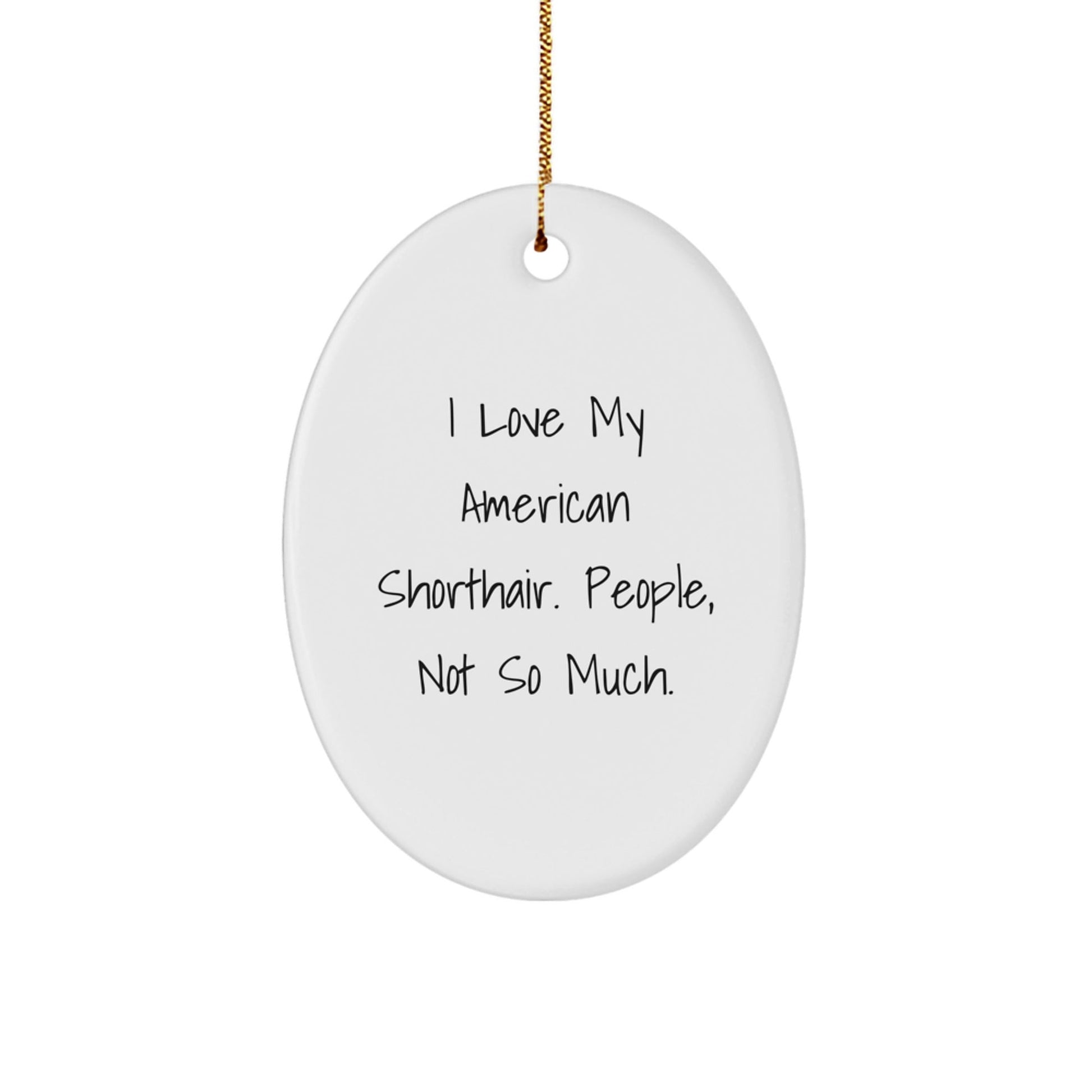 American Shorthair Cat Lovers' Christmas Unique Gift, Oval Ornament, 'I Love My American Shorthair. People, Not So Much.' Quote, Gifts from Family to Friends - The Buy Boom