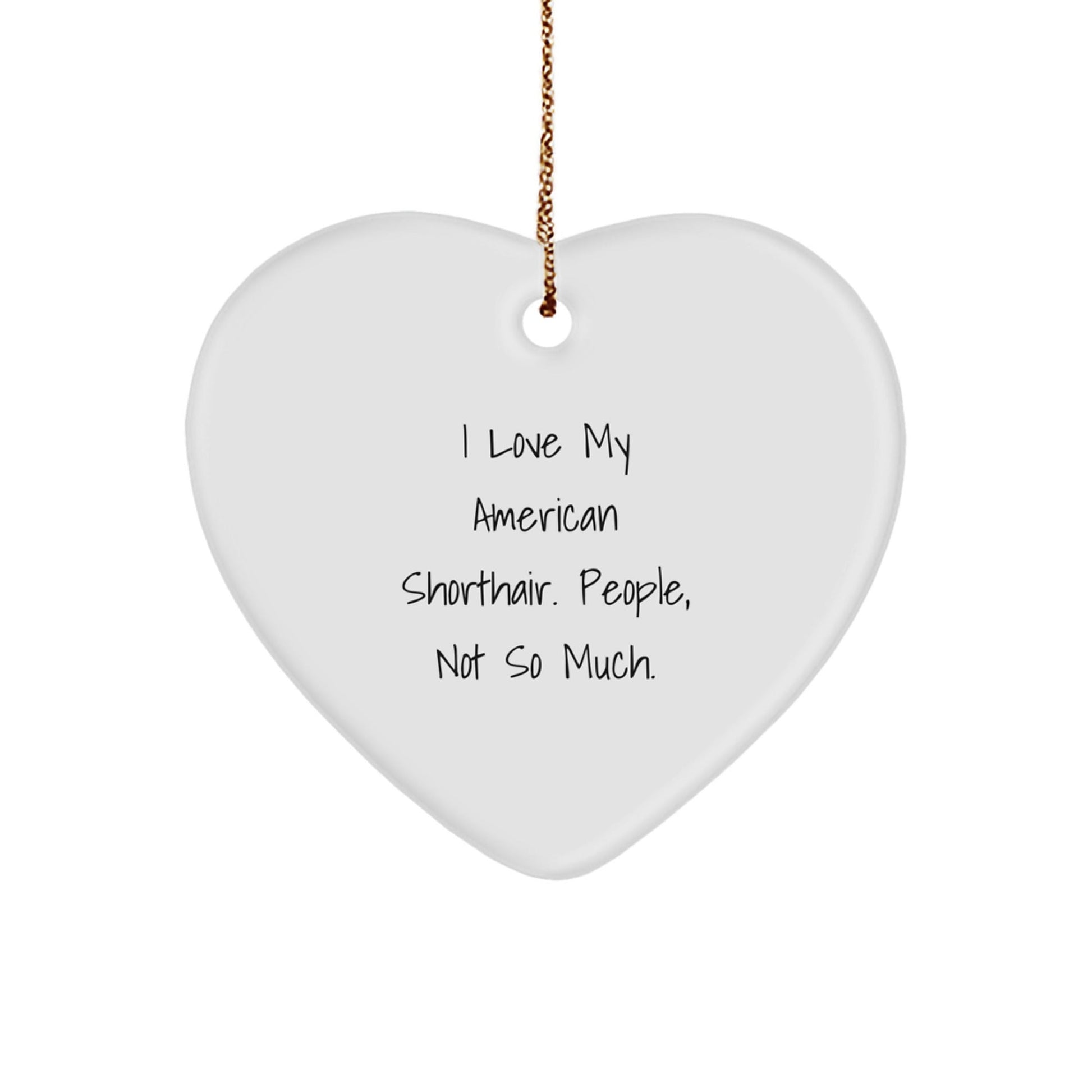 American Shorthair Cat Lover's Funny Gift, Heart Ornament for Friends, Family, or Coworkers, 'I Love My American Shorthair. People, Not So Much.' - The Buy Boom