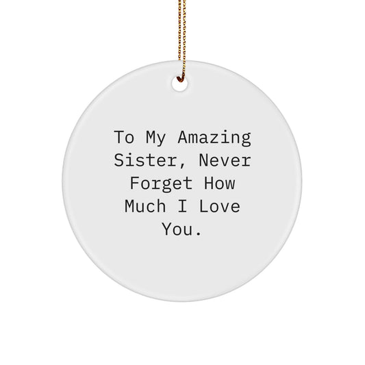 Amusing Sister Circle Ornament, 'To My Amazing Sister, Never Forget How Much I Love You', Funny Quote Gifts from Men to Sisters for Christmas - The Buy Boom