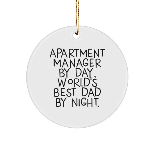 Apartment Manager Gifts from Friends - Circle Ornament By Day, World's Best Dad By Night. - Christmas Unique Gifts for Apartment Manager - The Buy Boom