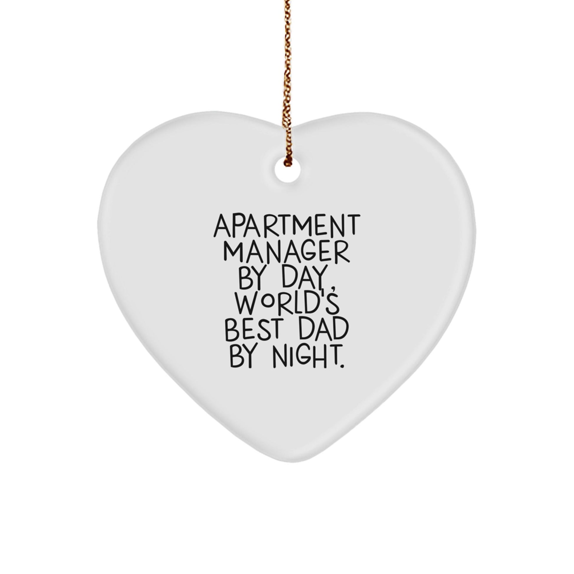 Apartment Manager Gifts from Friends - Funny Heart Ornament for Apartment Manager By Day, World's Best Dad By Night. - Christmas Heart Shaped Gift - The Buy Boom