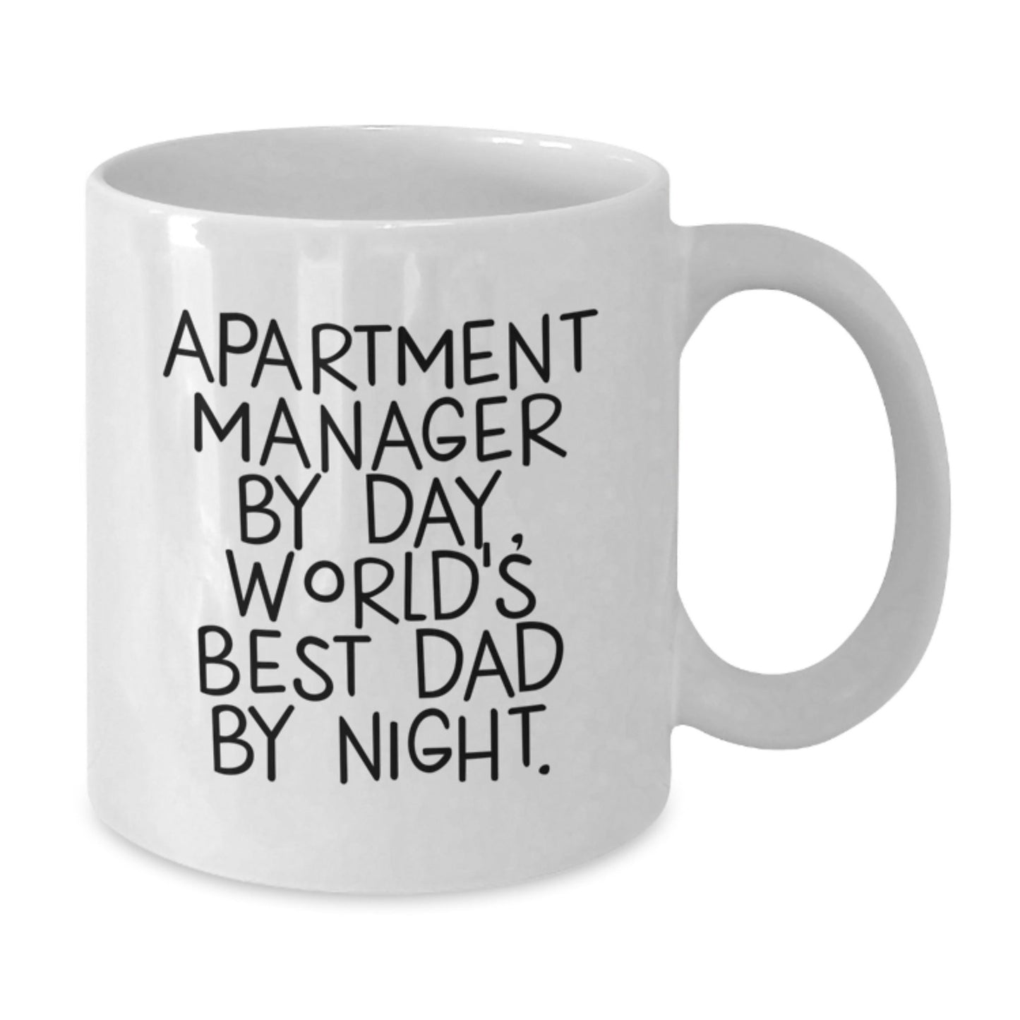 Apartment Manager Gifts from Friends - Funny Quote 'Apartment Manager By Day, World's Best Dad By Night.' on White Coffee Mug for Graduation - The Buy Boom