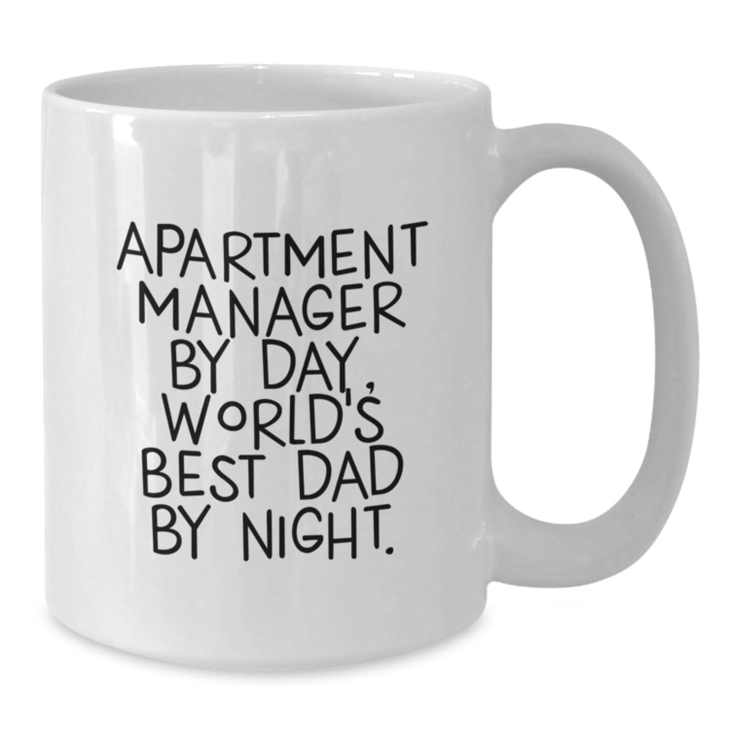 Apartment Manager Gifts from Friends - Funny Quote 'Apartment Manager By Day, World's Best Dad By Night.' on White Coffee Mug for Graduation - The Buy Boom
