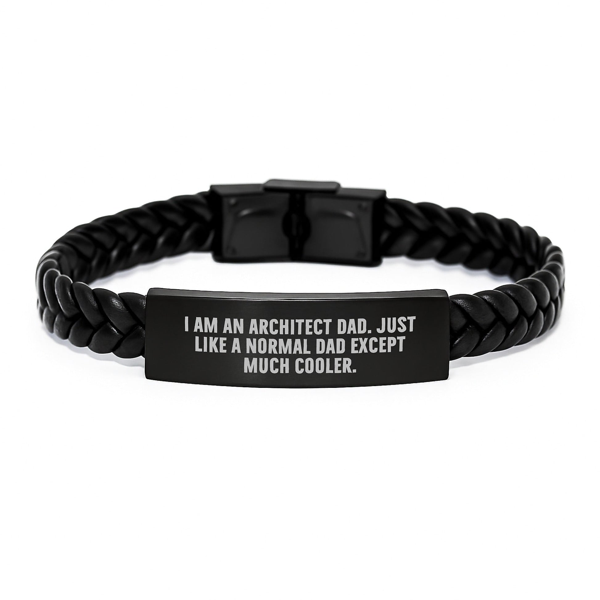 Architect Dad Gift - Funny Quote Interlaced Leather Bracelet for Men, Stainless Steel and PU Leather, Great Christmas Unique Gifts for Husband, Sweetheart, Friend from Family - The Buy Boom