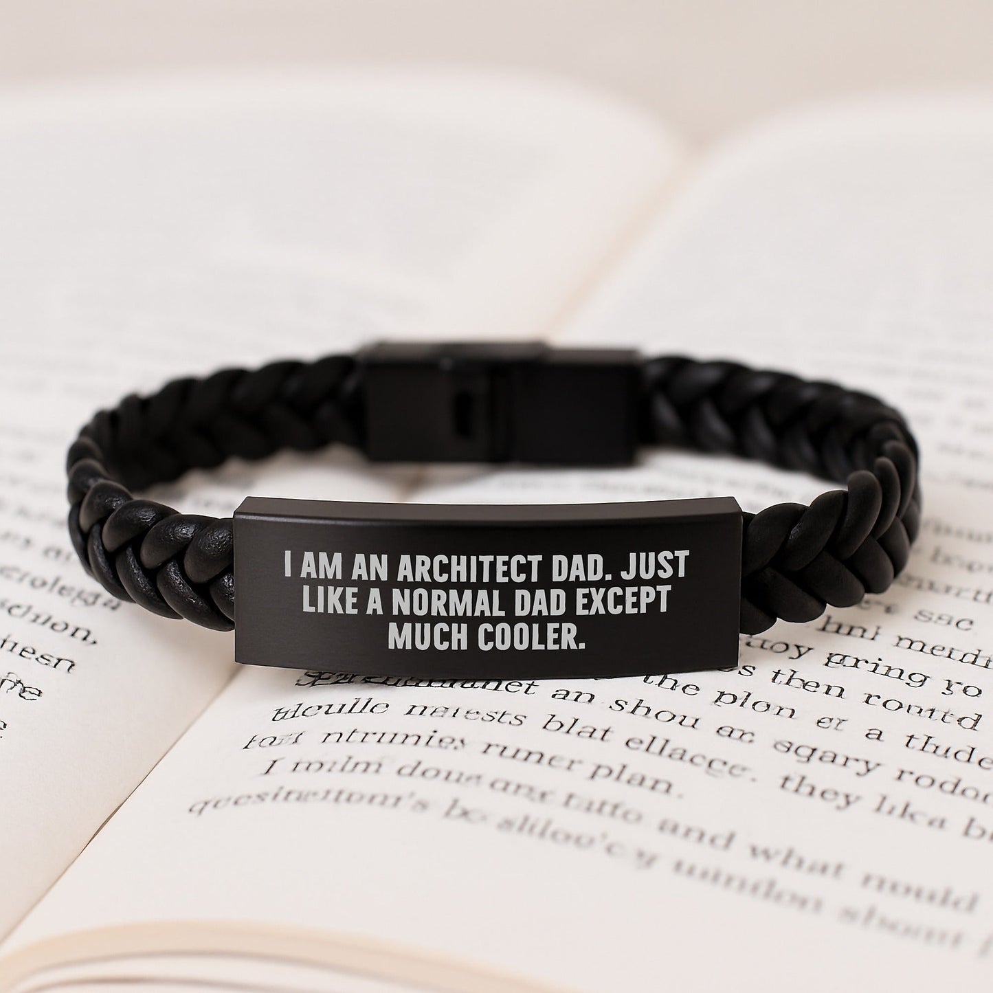 Architect Dad Gift - Funny Quote Interlaced Leather Bracelet for Men, Stainless Steel and PU Leather, Great Christmas Unique Gifts for Husband, Sweetheart, Friend from Family - The Buy Boom