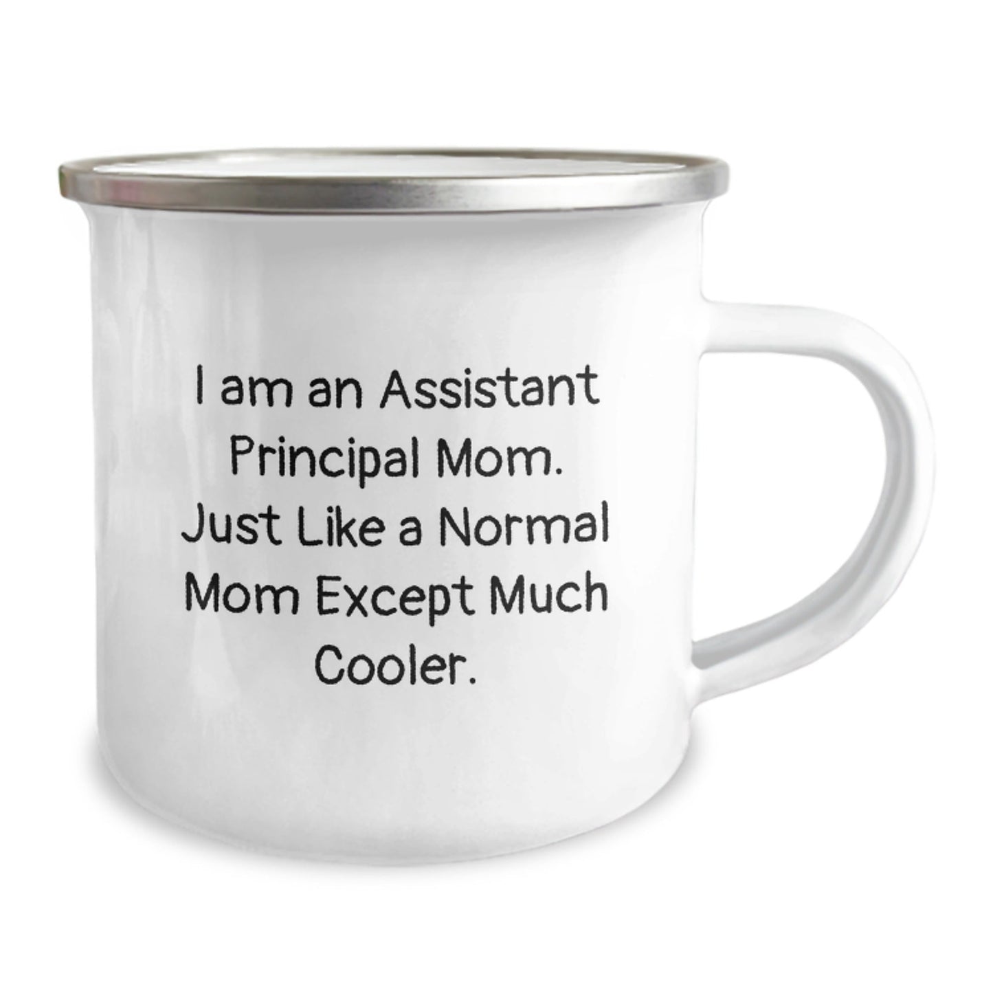 Assistant Principal Gifts from Mom, Funny Graduation Camping Mug, I Am An Assistant Principal Mom, 12 oz Stainless Steel with Enamel Finish - The Buy Boom