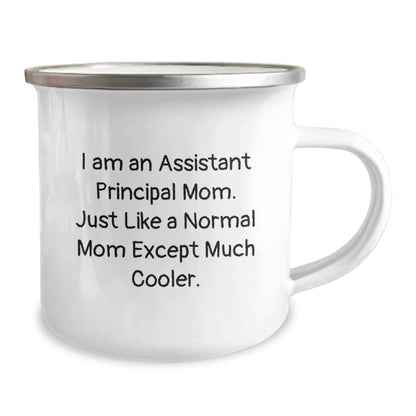 Assistant Principal Gifts from Mom, Funny Graduation Camping Mug, I Am An Assistant Principal Mom, 12 oz Stainless Steel with Enamel Finish - The Buy Boom