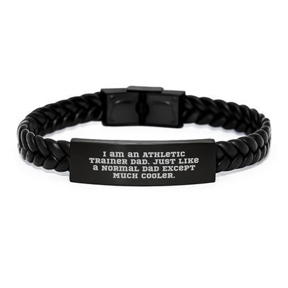 Athletic Trainer Dad Gifts, Cool Interlaced Leather Bracelet for Graduation, 'I Am An Athletic Trainer Dad' Quote, Gifts from Family - For Athletic Trainer Men - The Buy Boom
