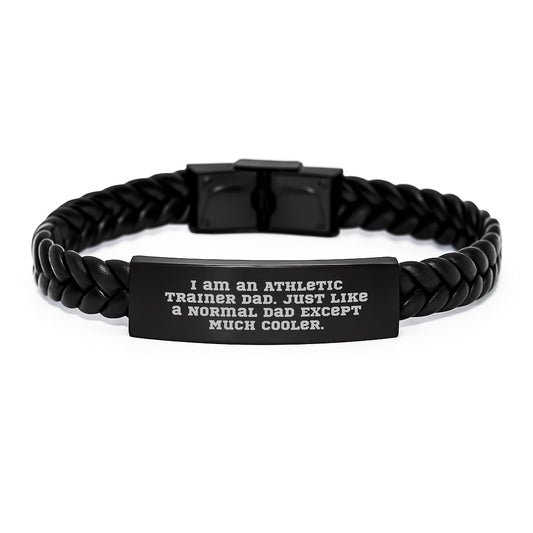 Athletic Trainer Dad Gifts, Cool Interlaced Leather Bracelet for Graduation, 'I Am An Athletic Trainer Dad' Quote, Gifts from Family - For Athletic Trainer Men - The Buy Boom