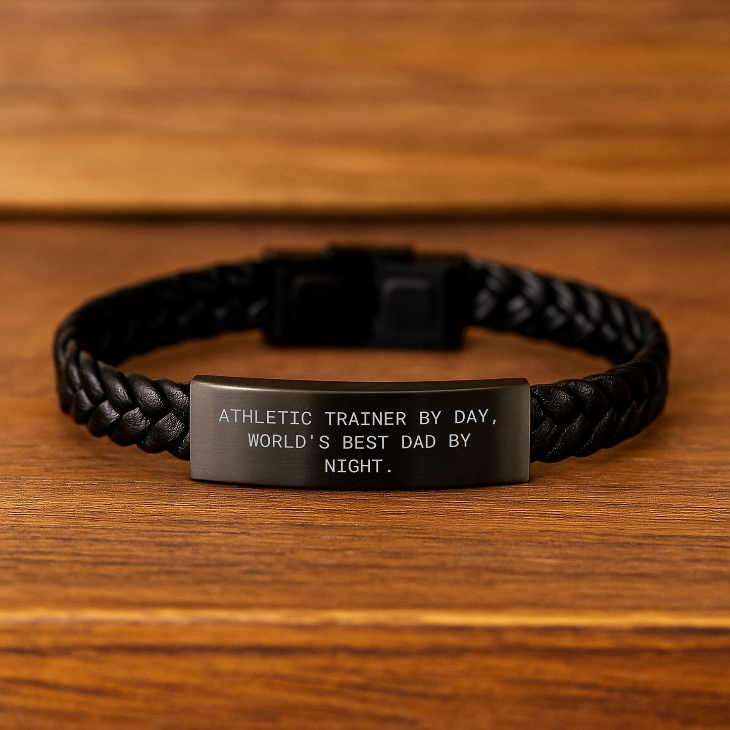 Athletic Trainer Gifts by Day, World's Best Dad Interlaced Leather Bracelet for Graduation - Unique Men's Accessories from Dad - The Buy Boom