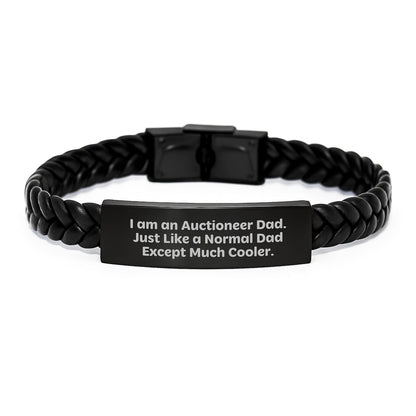 Auctioneer Dad's Cool Interlaced Leather Bracelet, Gifts from Men to Auctioneer, Unique Graduation Gifts for Graduates, 'I Am An Auctioneer Dad' - The Buy Boom