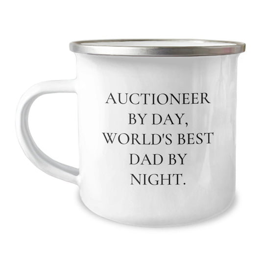 Auctioneer Gifts from Friends for World's Best Dad Graduation Camping Mug, Funny Quote Inside - The Buy Boom