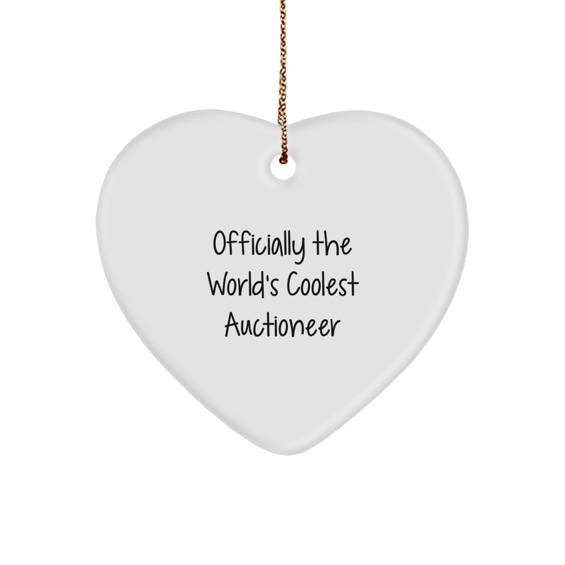 Auctioneer Gifts from Friends, Heart Ornament for Officially The World's Coolest Auctioneer, Funny Quote, Christmas Unique Gifts - The Buy Boom