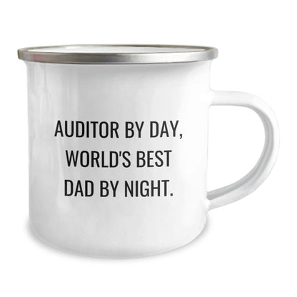 Auditor Gifts, Funny Camping Mug, 'Auditor By Day, World's Best Dad By Night.' - Unique Graduation Gifts from Family to Men - The Buy Boom
