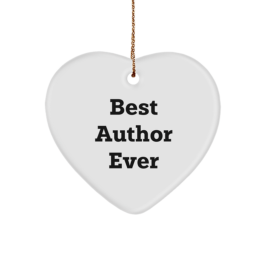 Author Gifts from Best Author Ever Funny Heart Ornament for Christmas - Quote: 'Best Author Ever' Gifts for Author, Family, or Friends - The Buy Boom
