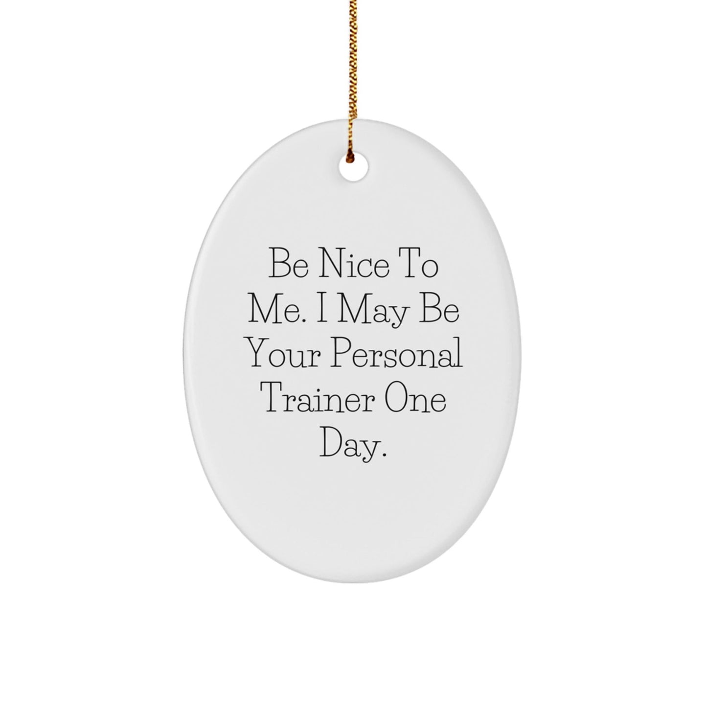 Be Nice to Your Personal Trainer Gifts, Oval Ornament, Funny Quote - Gifts from Friends to Family - Christmas Unique Gifts - The Buy Boom