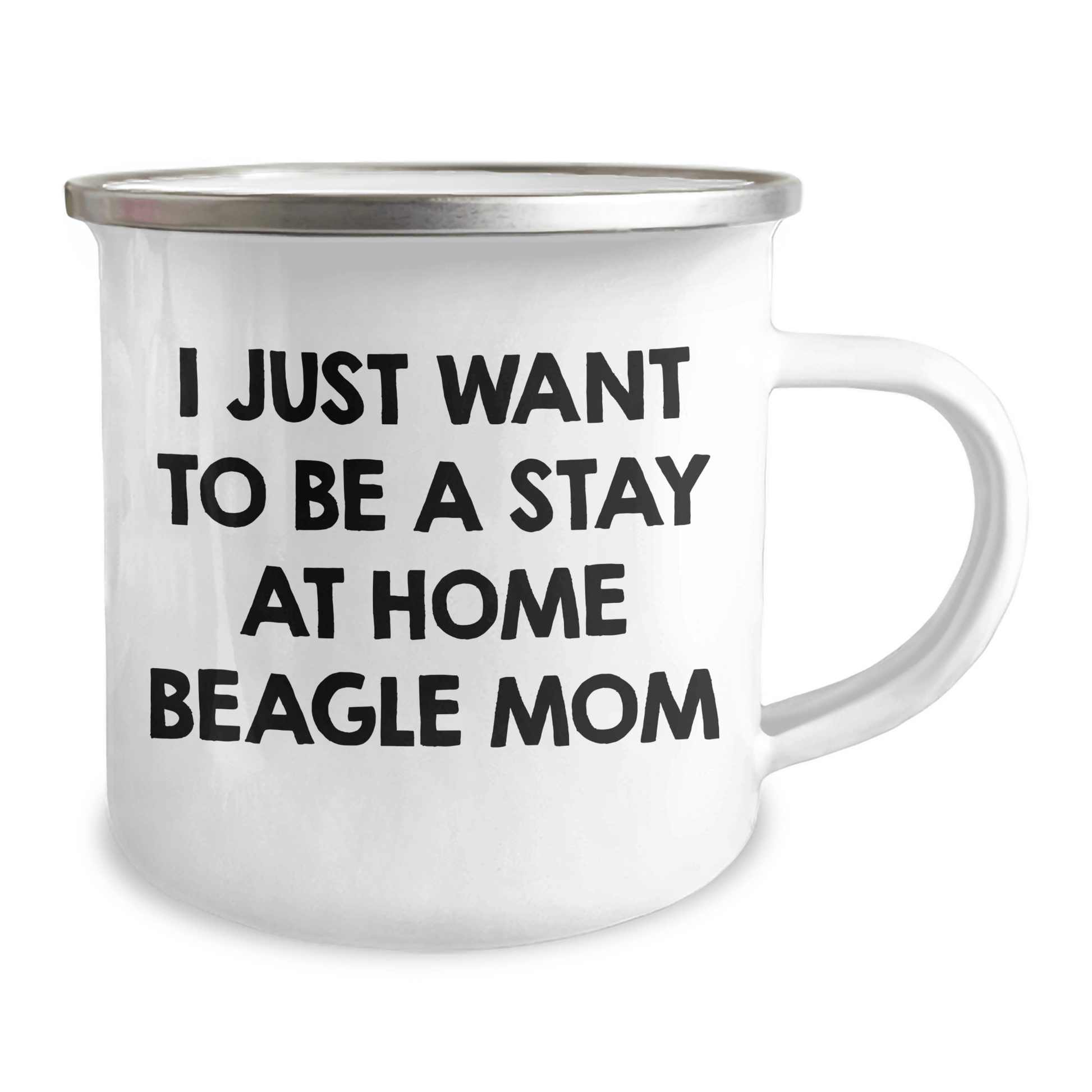 Beagle Dog Mom's Funny Quote Camping Mug, Gifts from Family for Dad's Unique Fathers Day Present, 12 oz Stainless Steel with Enamel Finish - The Buy Boom