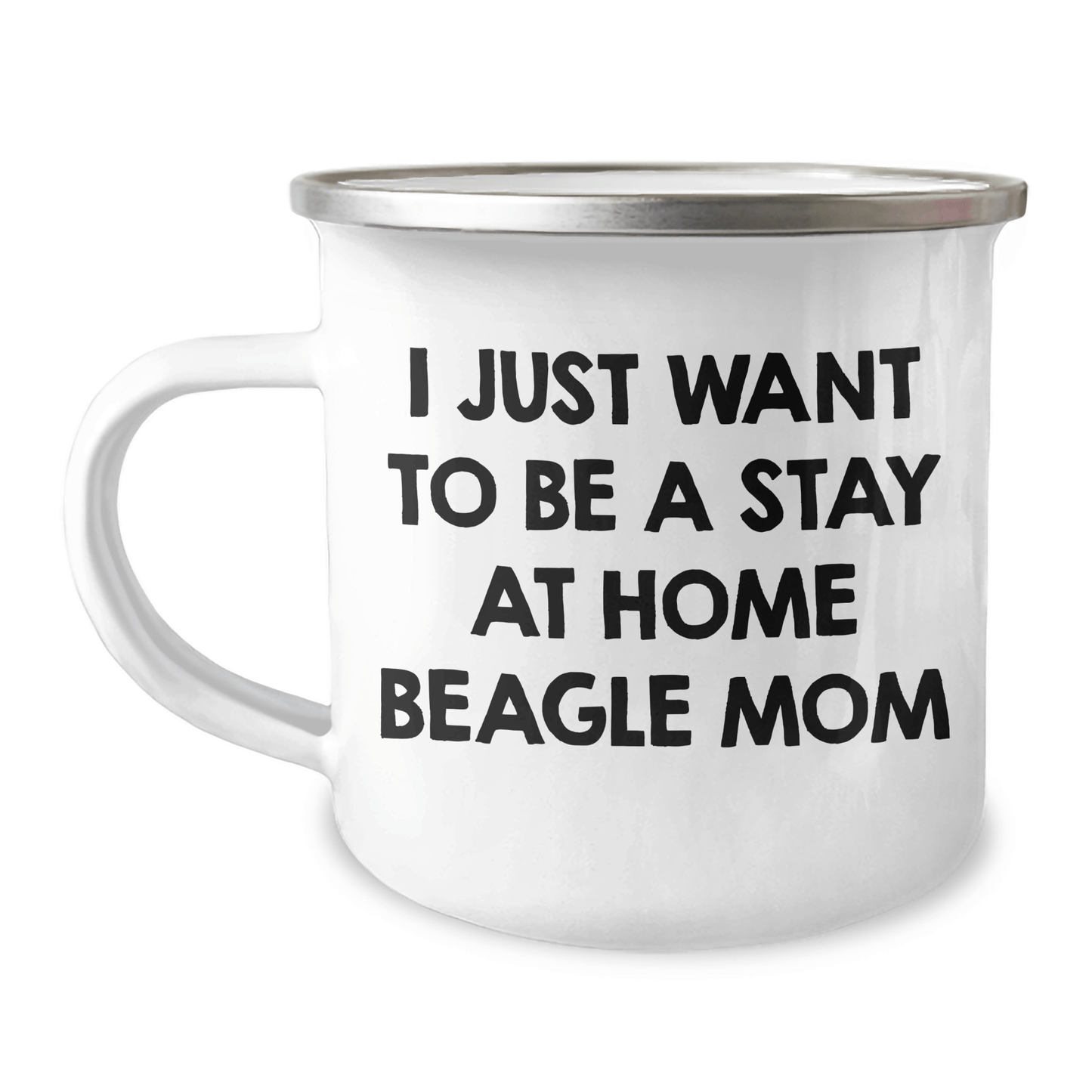 Beagle Dog Mom's Funny Quote Camping Mug, Gifts from Family for Dad's Unique Fathers Day Present, 12 oz Stainless Steel with Enamel Finish - The Buy Boom