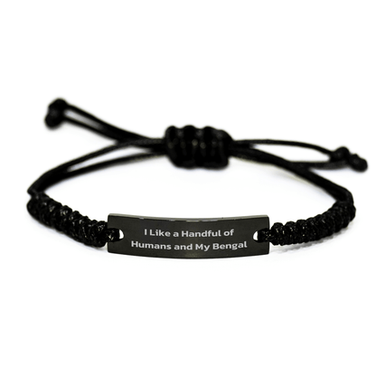 Bengal Cat Lovers Funny Quote Rope Bracelet Gifts from Friends, Gifts for Bengal Cat Enthusiasts, Adjustable Black Stainless Steel Rope Jewelry for Graduation Unique Gifts - The Buy Boom