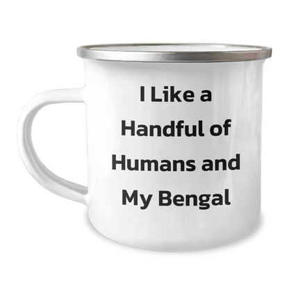Bengal Cat Lovers Gifts from Friends to Bengal Cat Enthusiasts, Funny Camping Mug for Graduation, I Like A Handful Of Humans And My Bengal - The Buy Boom