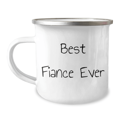 Best Fiance Ever Funny Camping Mug, Gifts from Friends for Father's Day, 12 oz Stainless Steel with Enamel Finish, Perfect for Outdoor Adventures - The Buy Boom