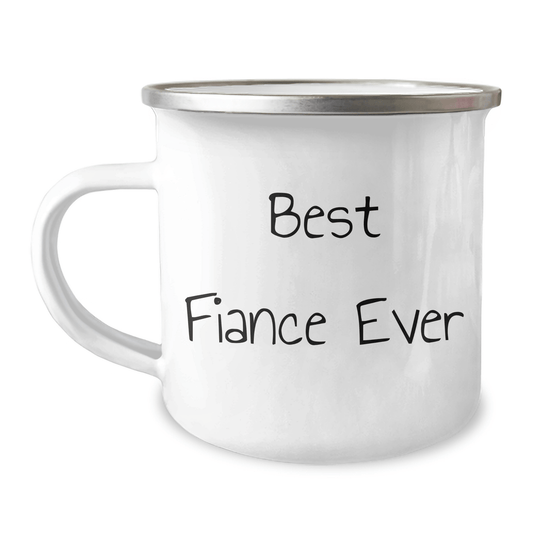 Best Fiance Ever Funny Camping Mug, Gifts from Friends for Father's Day, 12 oz Stainless Steel with Enamel Finish, Perfect for Outdoor Adventures - The Buy Boom