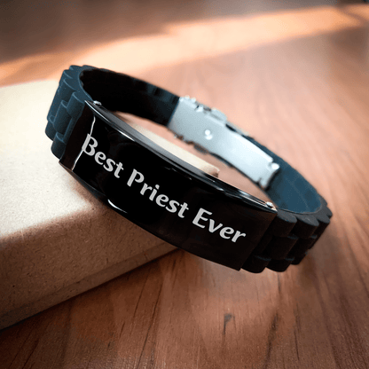 Best Priest Ever Funny Glide lock Clasp Bracelet, Gifts from Men to Priest on Father's Day, Unique Priestly Accessory - The Buy Boom